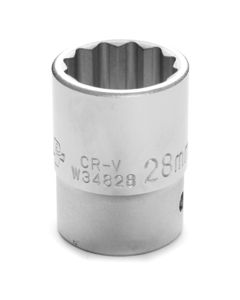 Chrome Socket, 3/4 Drive, 28mm, 12 Point, Shallow
