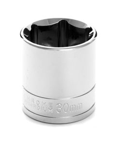 Chrome Socket, 1/2" Drive, 30mm, 6 Point, Shallow