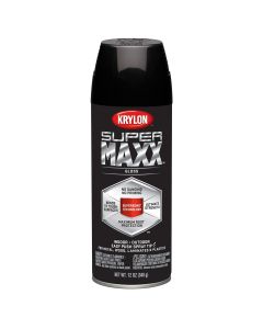 Krylon Supermaxx Paint+Primer; Gloss Black; 12 oz. Aerosol