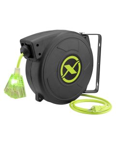 Flexzilla Retractable Extension Cord Reel, 50', 14/3 AWG SJTOW, Grounded Triple Tap Outlet, Indoor/Dry Locations