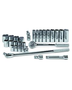 28 pc. 1/2" Drive 6-Point Std & Deep SAE Socket Set