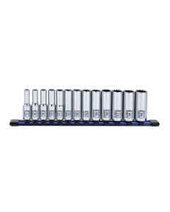 Sunex Tools 13-Piece 3/8 in. Drive Deep Socket Set, Metric 12-Point Rail
