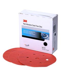 3M Red Abrasive Hookit Disc, Dust Free, 6", P100 Grit, 50 Per Box