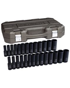 27 Piece 1/2" Drive 6 Point SAE/Metric Deep Impact Socket Set