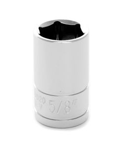 Chrome Socket, 1/2" Drive, 5/8", 6 Point, Shallow