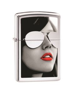 Zippo Woman in Sunglasses High Polish Chrome Lighter