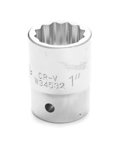 Chrome Socket, 3/4 Drive, 1", 12 Point, Shallow