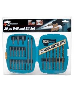 Performance Tool 25-Piece Quick Change Drill & Bit Set in Case