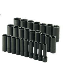 26 pc. 1/2" Drive 6-Point Metric Deep Impact Socket Set