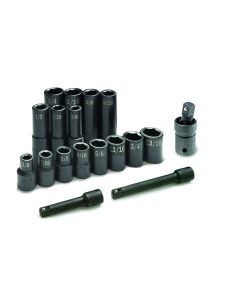 17 pc. 1/2" Drive 6-Point SAE Std & Deep Impact Socket Set