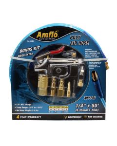 Poly Air Hose 50' x 1/4" with Bonus 9 Piece Kit