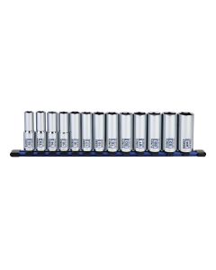 Sunex Tools 13-Piece 1/2 in. Drive Deep Socket Set, Metric 6-Point Rail