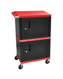 42" Red Tuffy Audio-Visual Double Cabinet - 200 lb. Capacity