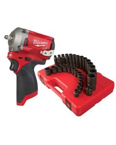Milwaukee M12 FUEL STUB 3/8 in. Drive Impact Kit w/ Sunex 29-Piece 3/8 in. Drive 12-Point Master Socket Set