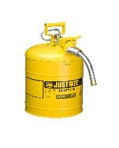 Yellow Metal Safety Can, Type ll AccuFlow, 5 Gallon, with 5/8" x 9" Flexible Metal Hose, for Diese