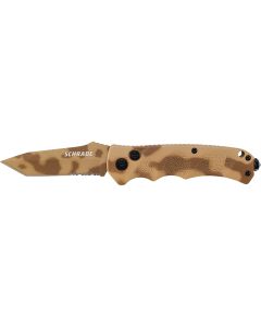 Schrade Push Button Lock Folding Knife Partially Serrated Tanto Blade