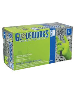Gloveworks HD Green Nitrile Diamond Grip Large