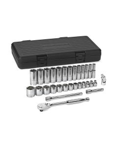 30 Pc. 3/8" Drive 6 Point SAE Standard and Deep Mechanics Tool Set