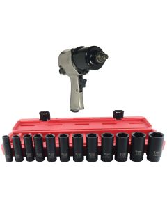 1/2 Dr Air Impact Wrench with 12 piece Socket Set
