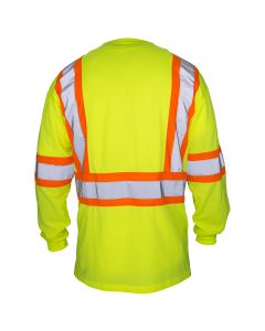 Class-2 Long Sleeve Reflective Yellow T-Shirt, Large