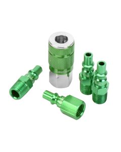 ColorConnex Coupler and Plug Kit, Type B, 1/4" NPT, 1/4" Body, Green, 5-Piece