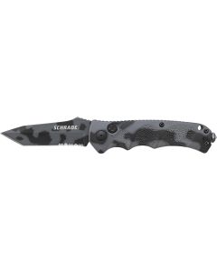 Schrade Push Button Lock Folding Knife Partially Serrated Tanto Blade
