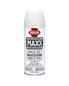 Krylon Covermaxx Paint+Primer; Semi-Gloss White; 12 oz. Aerosol