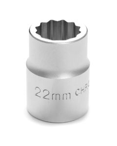 Chrome Socket, 3/4 Drive, 22mm, 12 Point, Shallow