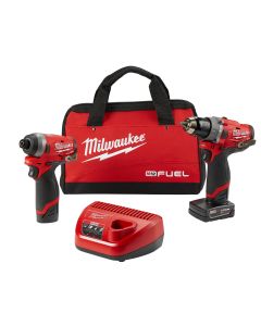 Milwaukee M12 FUEL Combo 1/2 in. Hammer Drill and 1/4 in. Hex Impact Drive w/ (2) Batteries Kit