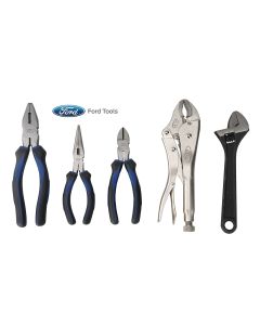 Ford Tools Plier 5-Piece Set with Locking Pliers and Adjustable Wrench