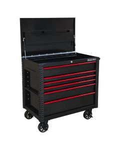41 in. 6-Drawer Tool Cart w/Bumpers, Black w/Red-Drawer Pulls