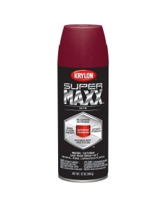 Krylon Supermaxx Paint+Primer; Satin Burgundy; 12 oz. Aerosol