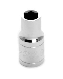Chrome Socket, 1/4" Drive, 6mm, 6 Point, Shallow