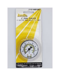 General Purpose Pressure Back Mount Gauge, 1/4" NPT, 0-160 PSI