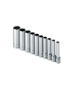 10 Piece 1/4" Drive 12 Point SAE Deep Socket Set