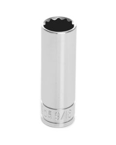 Chrome Socket, 3/8" Drive, 9/16", 12 Point, Deep