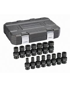 15-Piece 1/2" Drive 6 Point Metric Universal Impact Socket Set