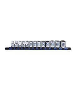 Sunex Tools 13-Piece 3/8 in. Drive Standard Socket Set, Metric 12-Point Rail