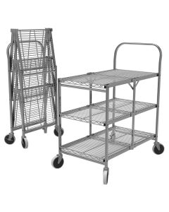 Three-Shelf Collapsible Wire Utility Cart