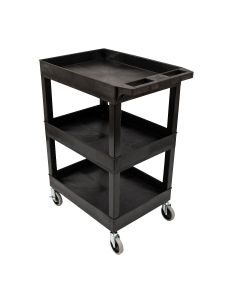 Plastic Utility Cart w/ HD Casters, 24" x 18", Black