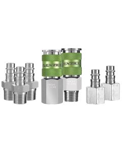 Flexzilla Pro High Flow Coupler and Plug Kit, 3/8" NPT, 1/4" Body, 7-Piece