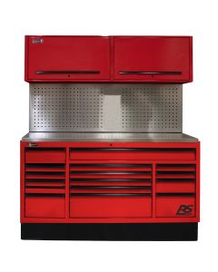72 in. CTS Centralized Tool Storage with Tool Board Back Splash Set, Red
