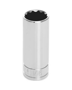 Chrome Socket, 3/8" Drive, 11/16", 12 Point, Deep