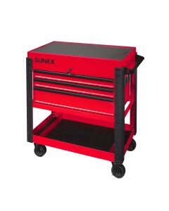 Sunex Tools 3-Drawer Utility Cart w/ Sliding Top, Red