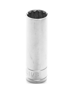 Chrome Socket, 1/2" Drive, 11/16", 12 Point, Deep