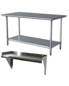 Stainless Steel Table and Shelf Set
