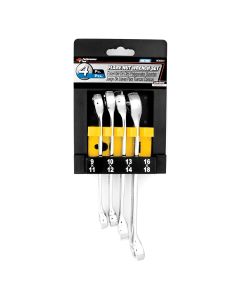 Chrome Flare Nut Wrench Set, 4 Piece, 9mm to 18mm, Fully Polished