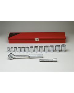 1/2"Dr 12Pt Std Skt Bx Set 15P