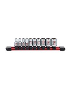 Sunex Tools 10-Piece 1/4 in. Drive Fractional SAE 6-Point Standard Socket Set on Rail