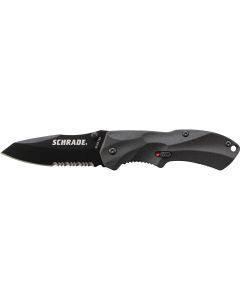 Schrade M.A.G.I.C. Assisted Opening Liner Lock Folding Knife Partially Serrated Clip Point Blade Aluminum Handle